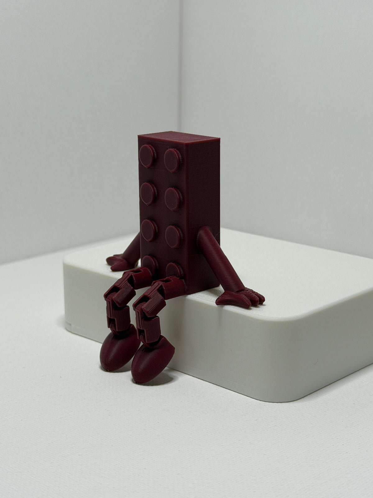 Brick Buddy – Maroon-Articulated 3D Printed Character
