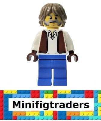 31168 Blacksmith - White Shirt with Reddish Brown Vest, Blue Legs, Dark Tan Hair (cas594)