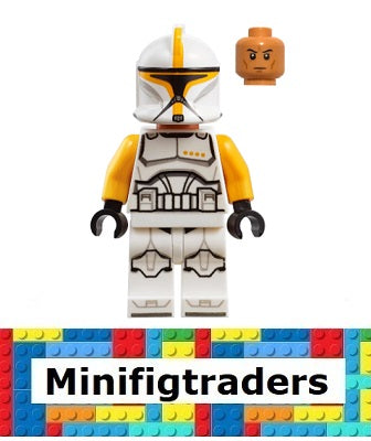 40558 Clone Trooper Commander (Phase 1) - Bright Light Orange Arms, Nougat Head (Sw1146)