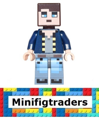 853609 Minecraft Skin 8 - Pixelated, Dark Blue Jacket and Bright Light Blue and Sand Blue Legs (min041)