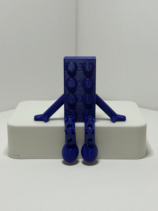 Brick Buddy – Blue-Articulated 3D Printed Character