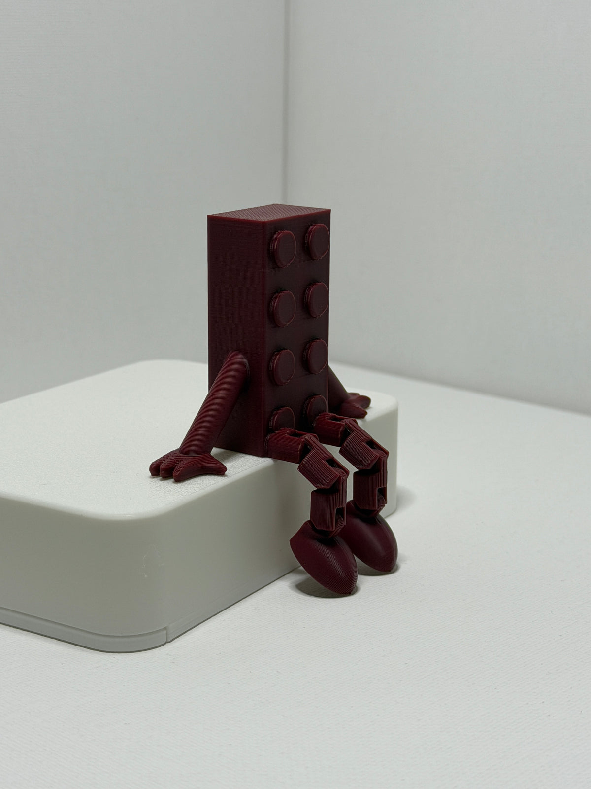 Brick Buddy – Maroon-Articulated 3D Printed Character