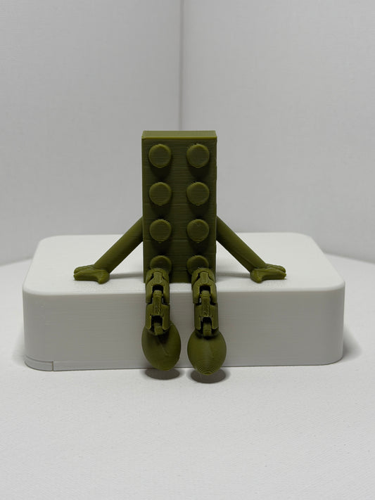 Brick Buddy – Olive Green-Articulated 3D Printed Character